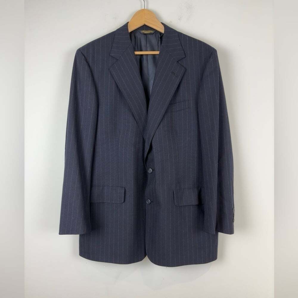 Brooks Brothers Navy Blue Striped Wool Blazer Size 41R